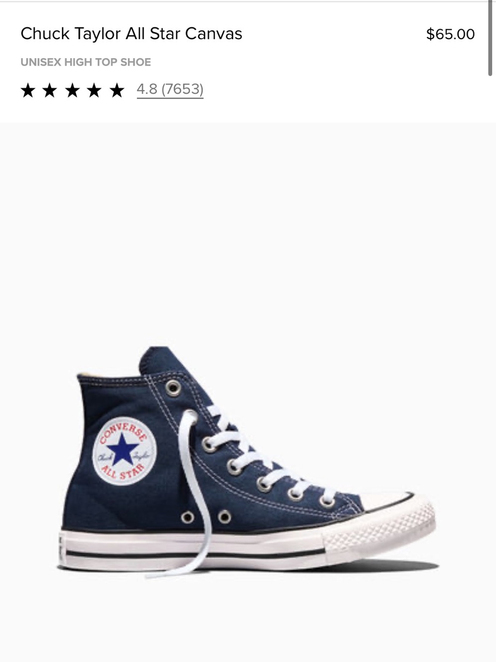 Converse High Top Canvas Sneakers - Navy and White